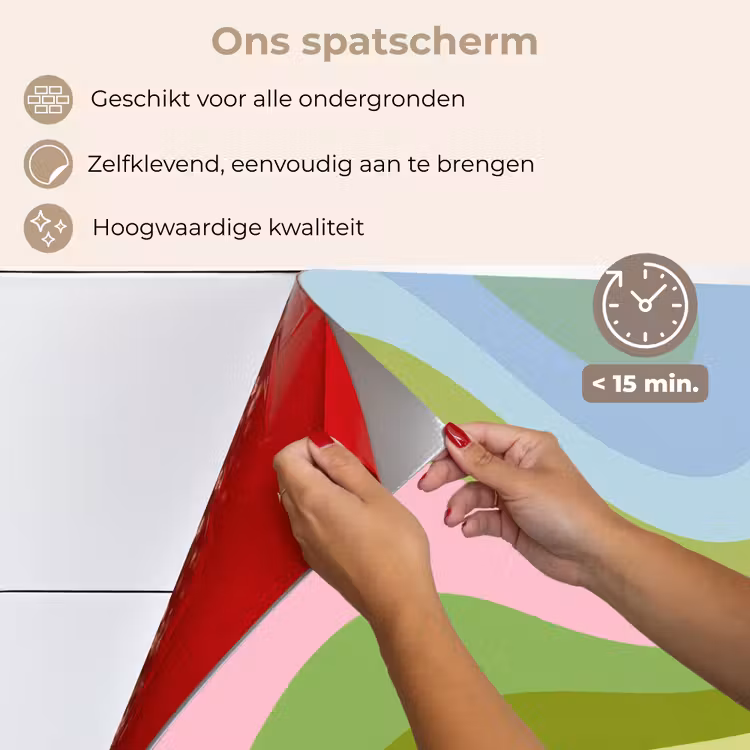 Lijnen - Pasteltinten - Golvend keuken achterwand spatscherm klein -spatscherm_NL