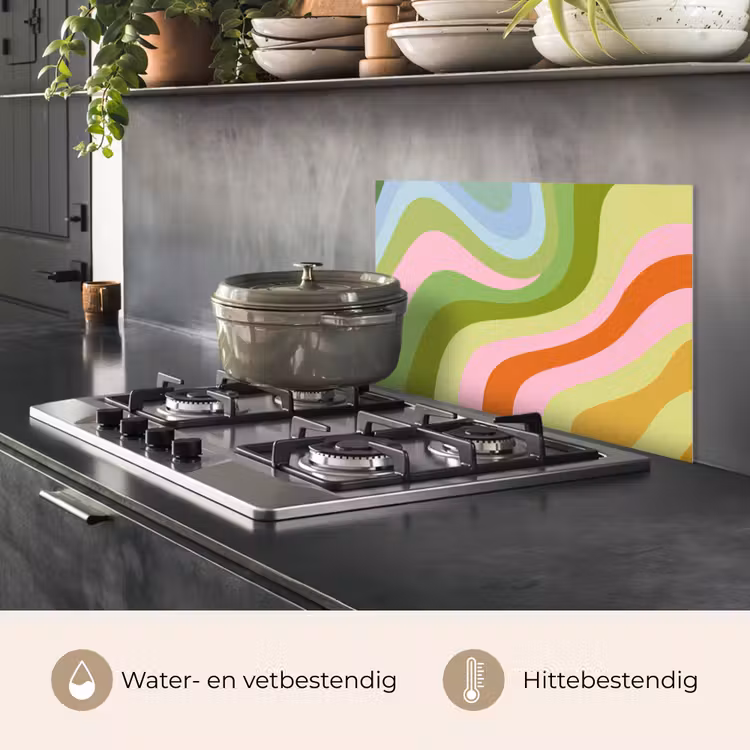 Lijnen - Pasteltinten - Golvend keuken achterwand spatscherm klein -usp_NL