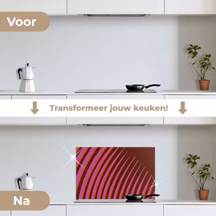 Lijnen - Rood - Beweging keuken achterwand spatscherm klein -voor_na_NL