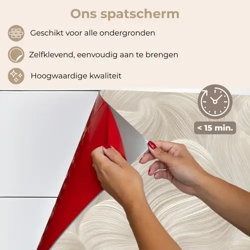 Lijnen - Waaier - Beige keuken achterwand spatscherm klein 900 -spatscherm_NL