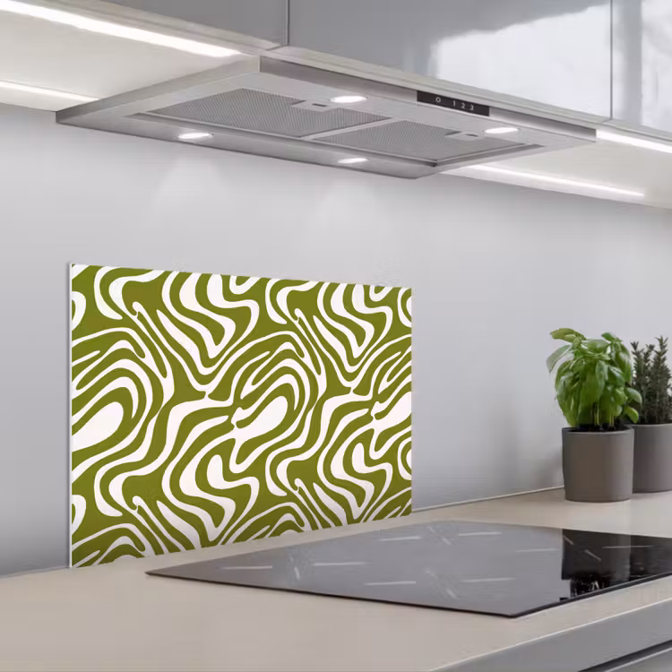 Lijnpatroon - Groen - Organisch keuken achterwand spatscherm klein 900 -3d_schuin