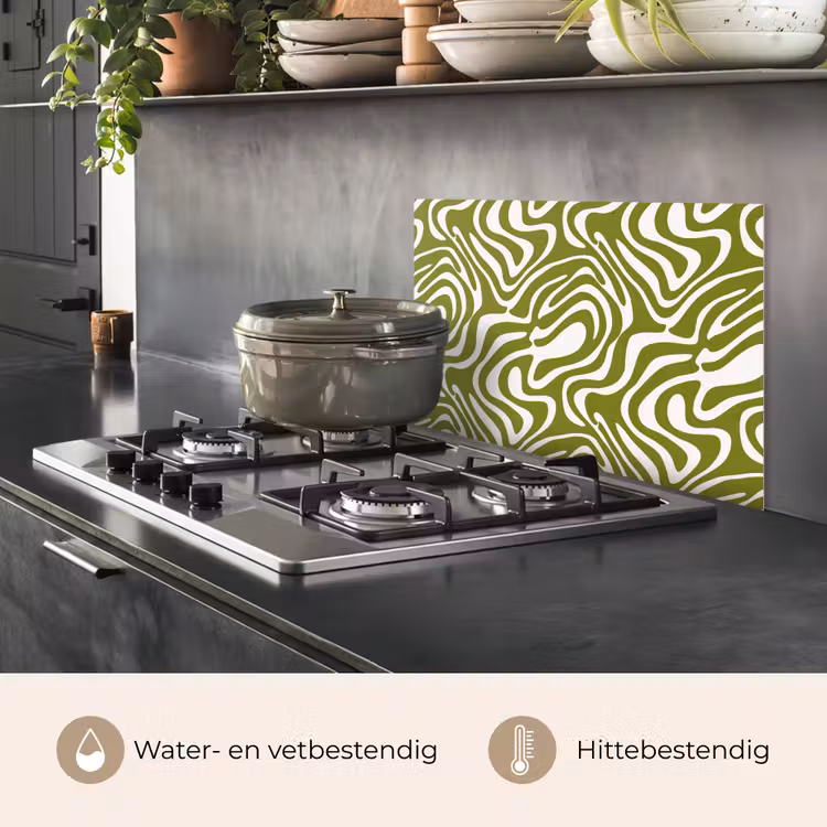 Lijnpatroon - Groen - Organisch keuken achterwand spatscherm klein 900 -usp_NL
