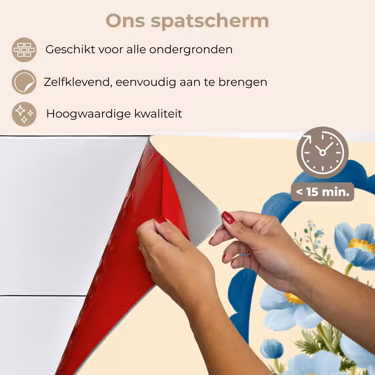 Lijst - Bloemen - Lichtblauw - Illustratie keuken achterwand spatscherm klein -spatscherm_NL