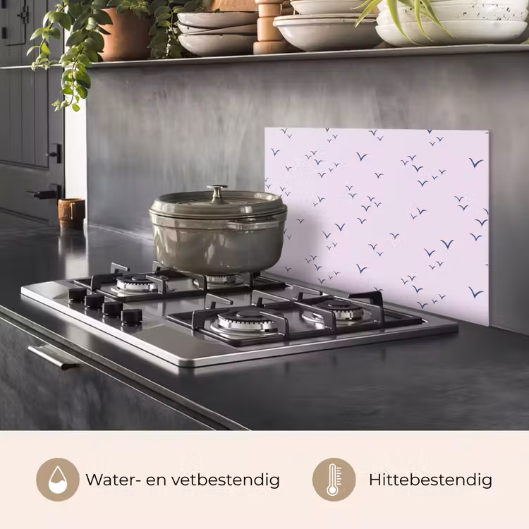 Lila - Vogels - Blauw keuken achterwand spatscherm klein 900 -usp_NL