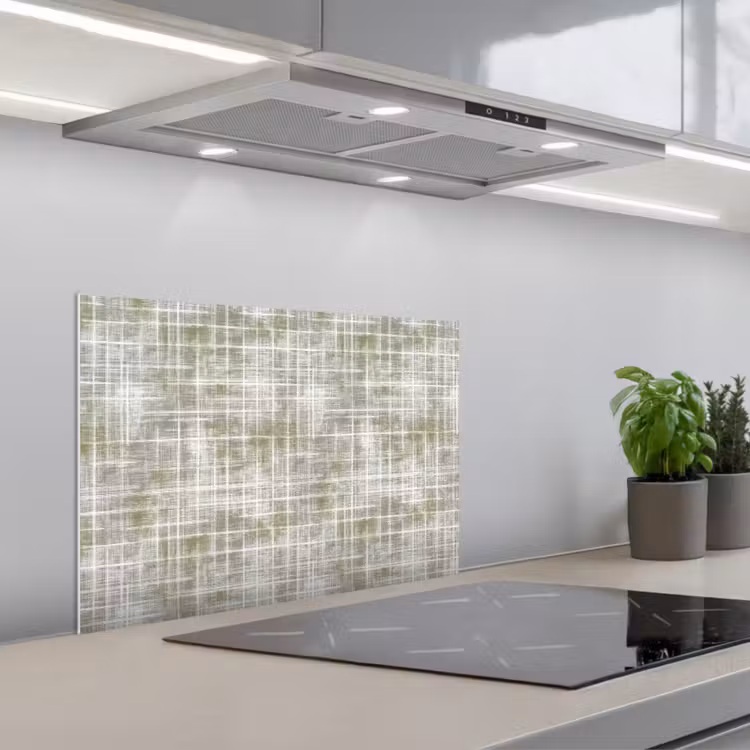 Linnen - Patroon - Groen keuken achterwand spatscherm klein 900 -3d_schuin