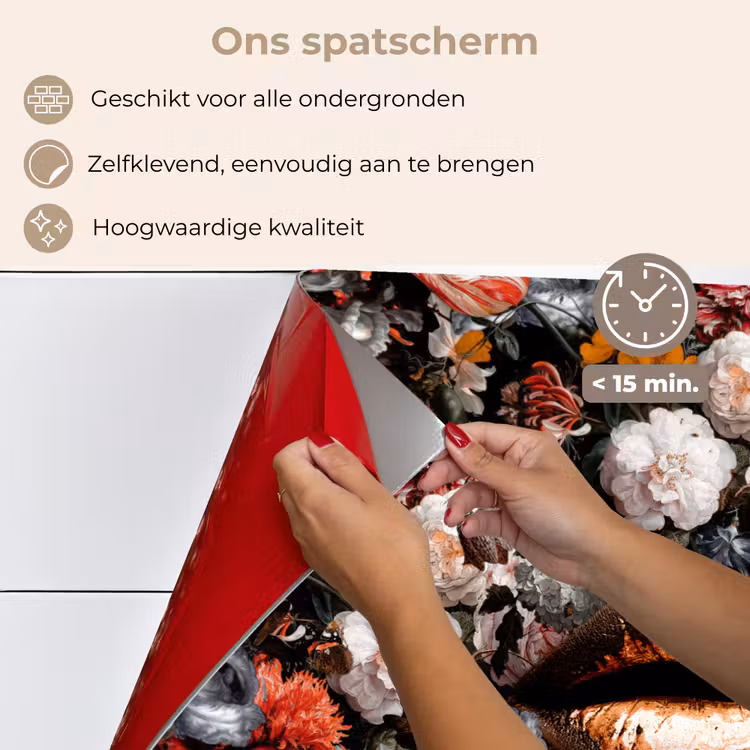 Lippen - Bloemen - Verf - Oranje - Kunst - Abstract - Oude meesters keuken achterwand spatscherm klein -spatscherm_NL