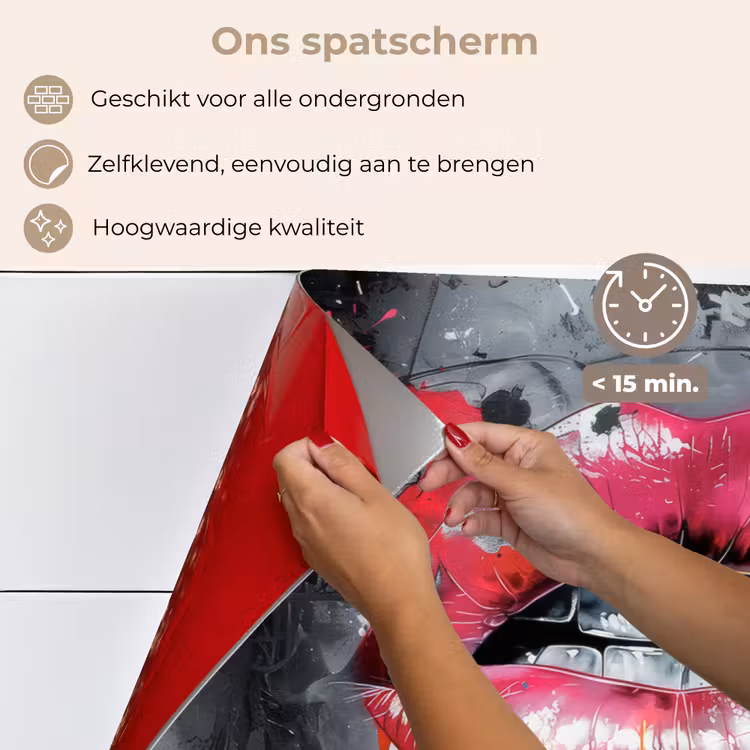 Lippen - Felroze - Graffiti - Verfstrepen keuken achterwand spatscherm klein -spatscherm_NL