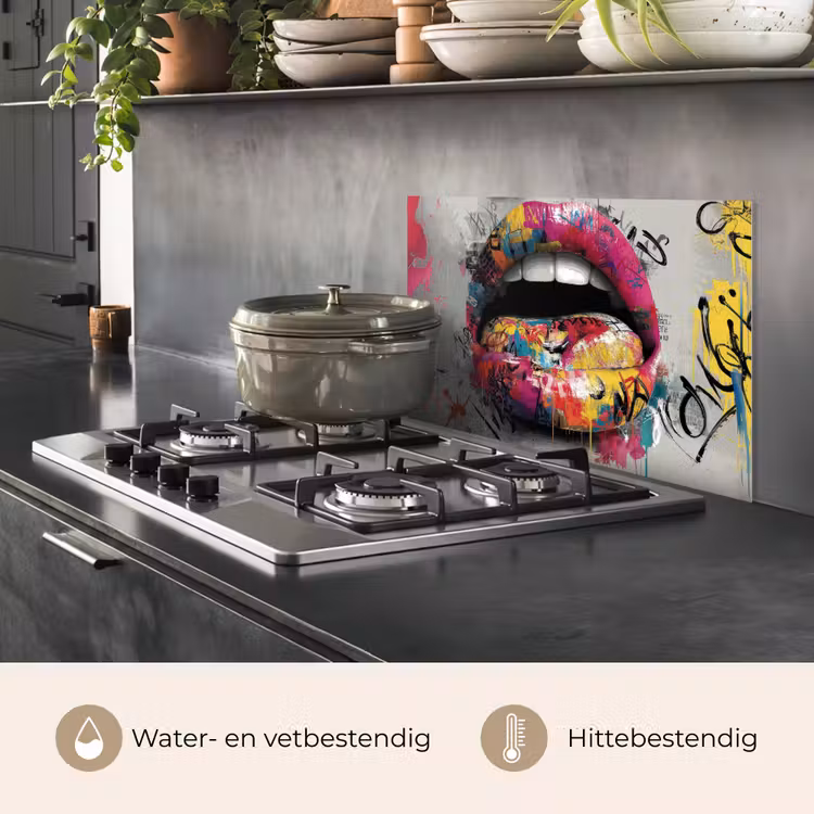 Lippen - Graffiti - Expressief keuken achterwand spatscherm klein -usp_NL