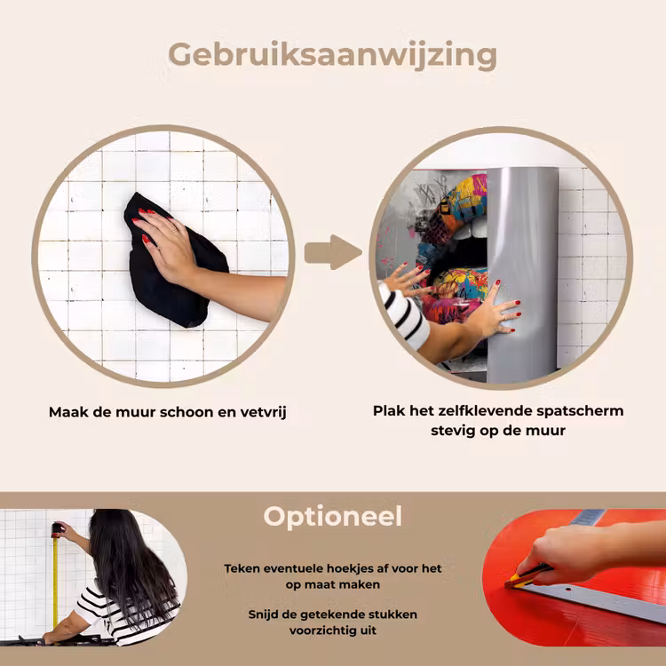 Lippen - Graffiti - Expressief keuken achterwand spatscherm klein -gebruiksaanwijzing_NL