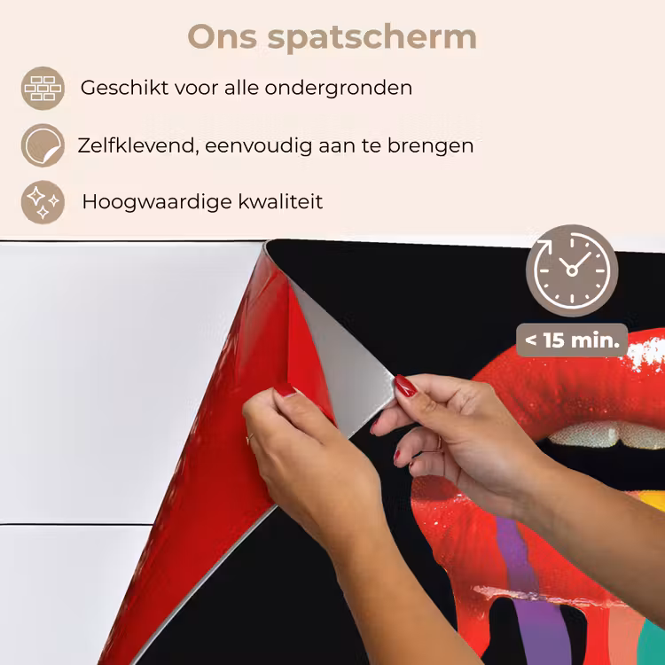 Lippen - Kleuren - Zwart keuken achterwand spatscherm klein -spatscherm_NL