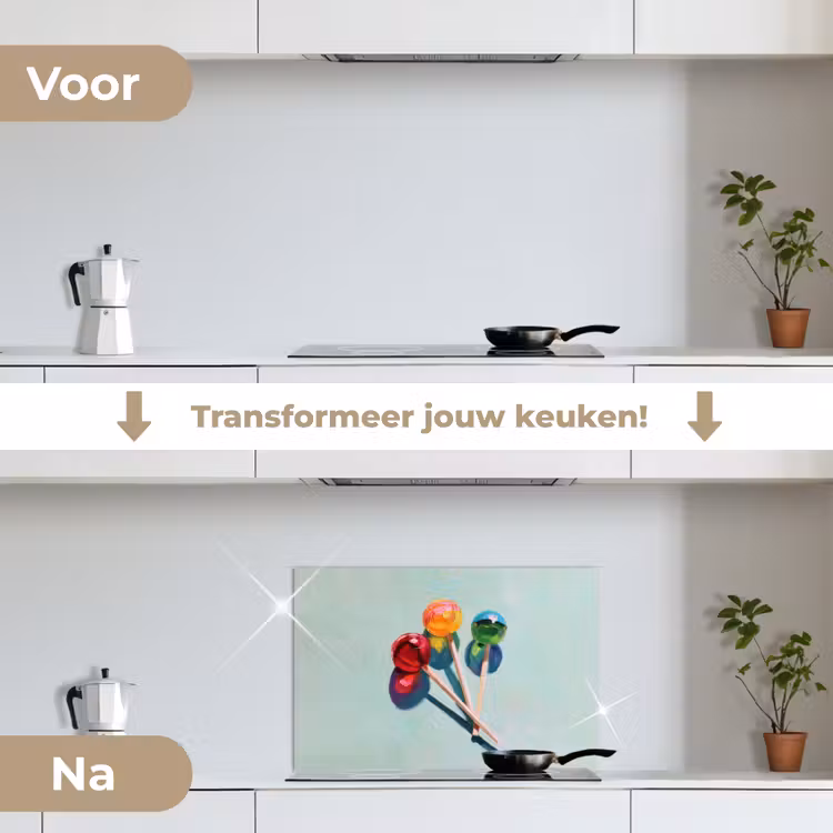 Lollys - Schaduw - Drie - Blauw keuken achterwand spatscherm klein -voor_na_NL