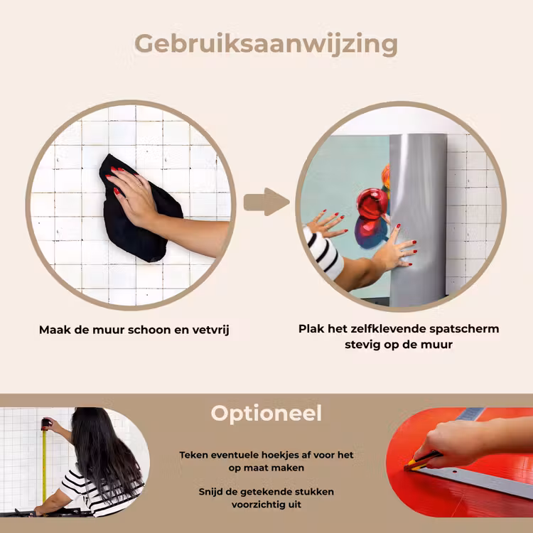 Lollys - Schaduw - Drie - Blauw keuken achterwand spatscherm klein -gebruiksaanwijzing_NL