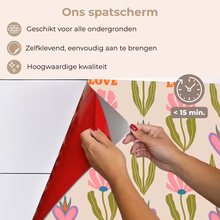 Love - Patroon - Bloemen - Hartjes keuken achterwand spatscherm klein 900 -spatscherm_NL