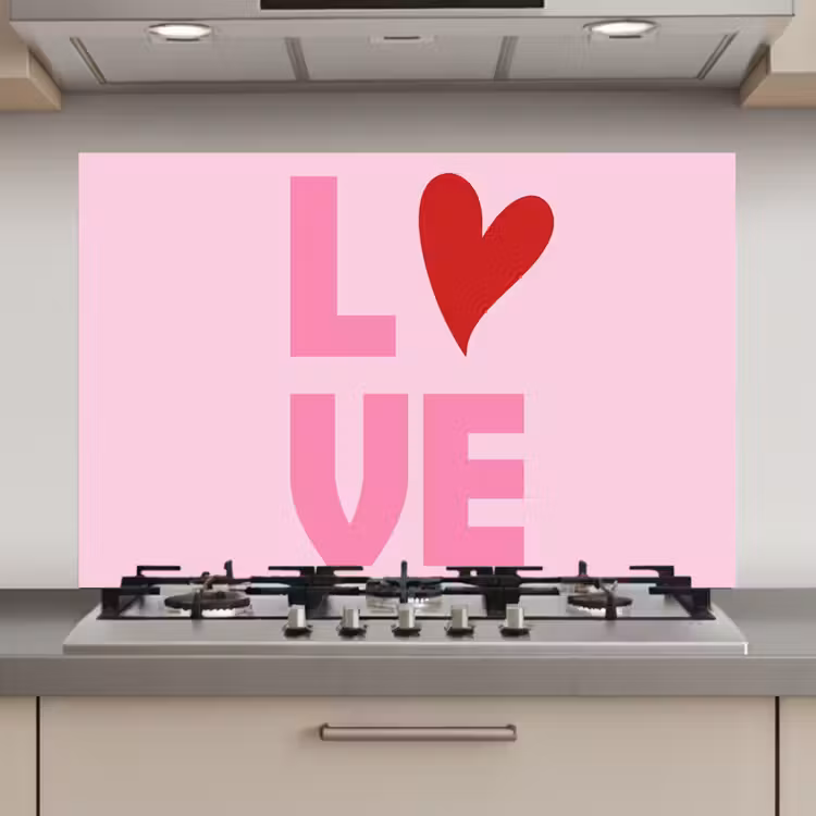 Keuken achterwand - Love - Roze - Hart - Valentijn