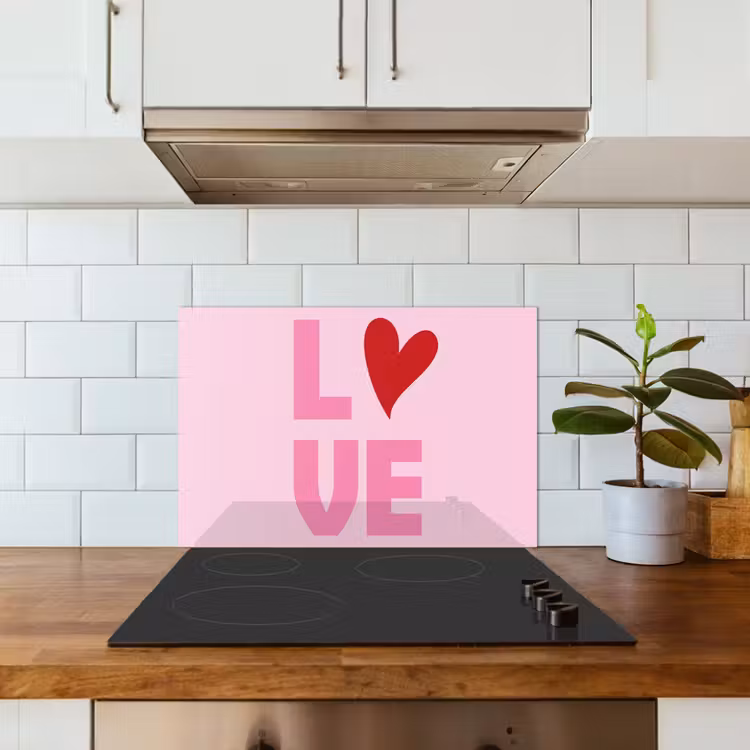 Love - Roze - Hart - Valentijn keuken achterwand spatscherm klein -sfeer2