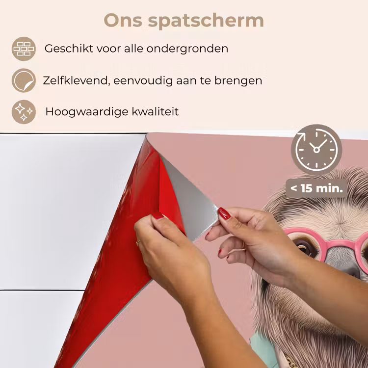 Luiaard - Bloemenprint - Bril - Roze keuken achterwand spatscherm klein -spatscherm_NL