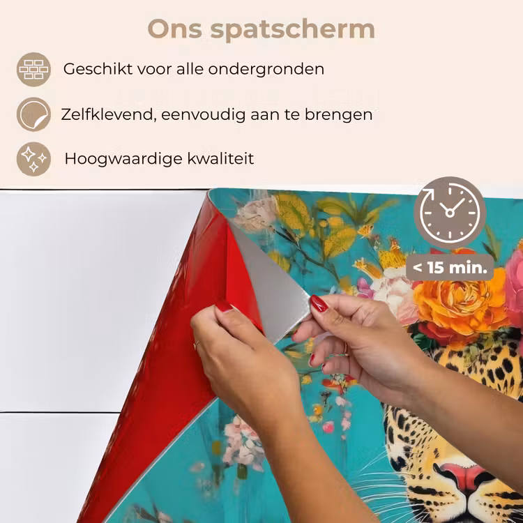 Luipaard - Bloemen - Kroon keuken achterwand spatscherm klein -spatscherm_NL