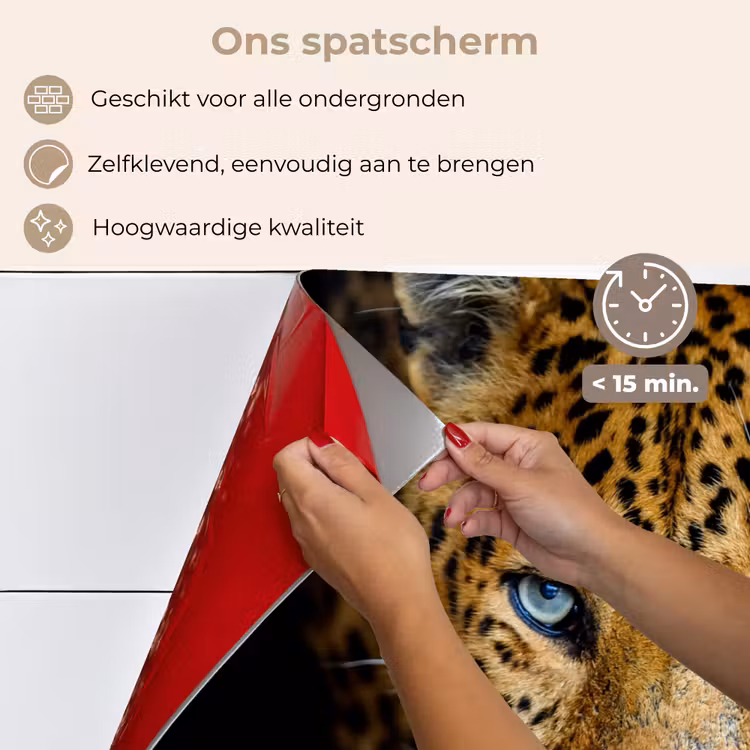 Luipaard - Dieren - Portret - Wilde dieren - Zwart keuken achterwand spatscherm klein -spatscherm_NL