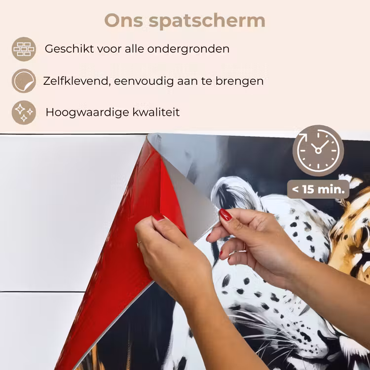 Luipaard - Oranje - Wit - Gras keuken achterwand spatscherm klein -spatscherm_NL