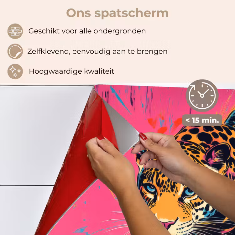 Luipaard - Roze - Oranje - Blauw - Verf keuken achterwand spatscherm klein -spatscherm_NL
