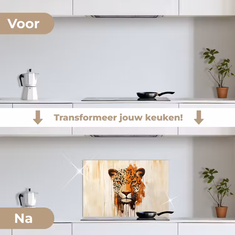 Luipaard - Symmetrisch - Strepen keuken achterwand spatscherm klein -voor_na_NL