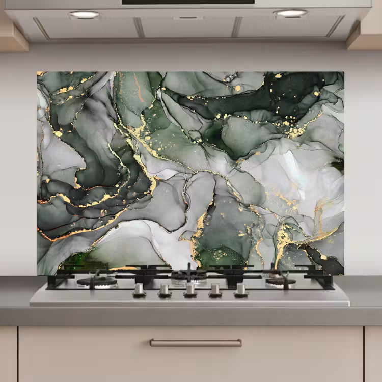 Luxe - Marmer - Groen keuken achterwand spatscherm klein -3d_website