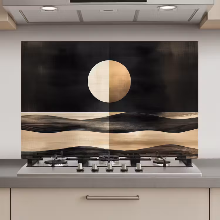 Maan - Cirkel - Goud keuken achterwand spatscherm klein -3d_website
