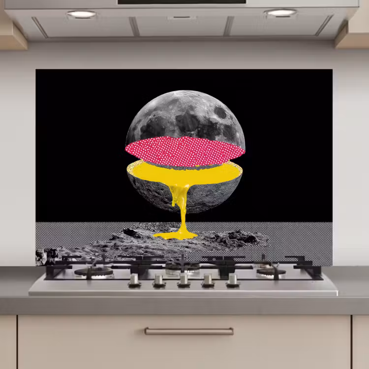 Maan - Geel - Roze - Zwart keuken achterwand spatscherm klein -3d_website
