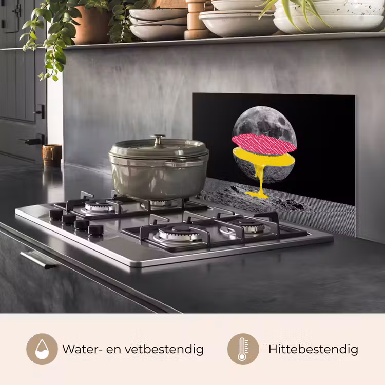 Maan - Geel - Roze - Zwart keuken achterwand spatscherm klein -usp_NL