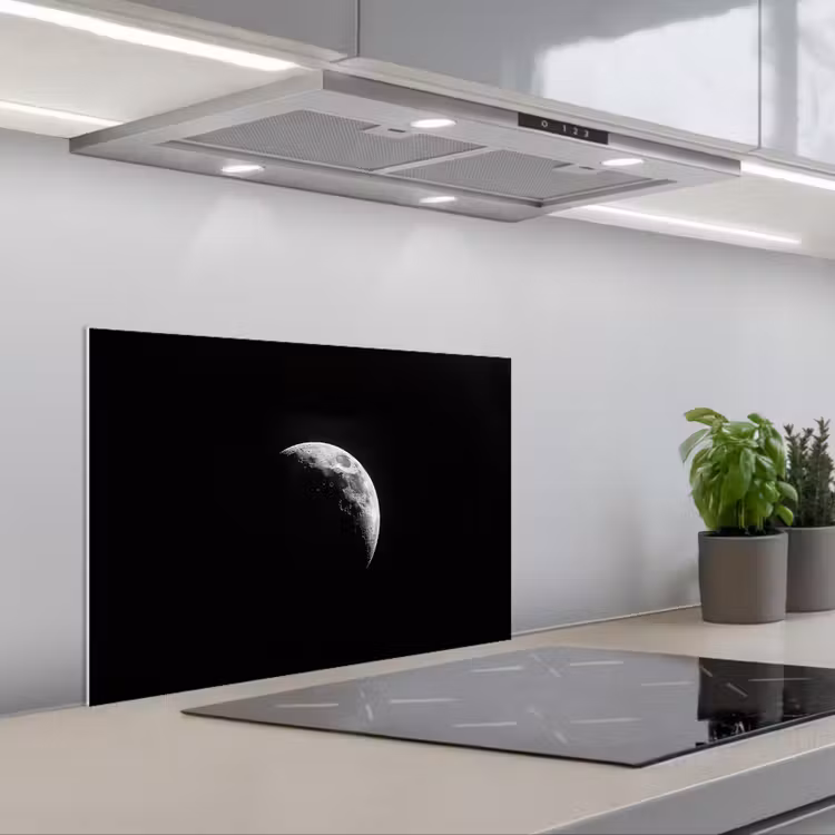 Maan - Hemel - Zwart - Schaduw keuken achterwand spatscherm klein -3d_schuin