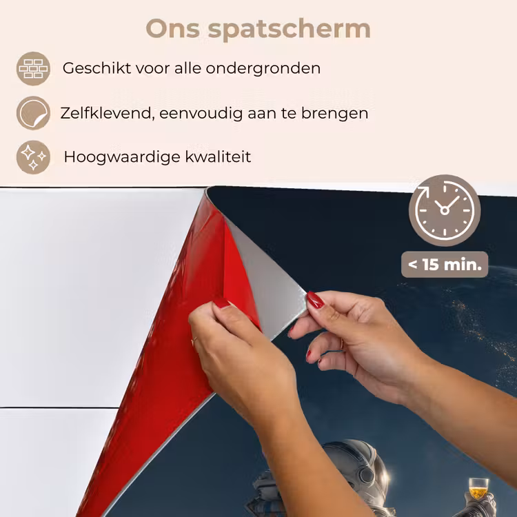 Maan - Kat - Astronaut - Ruimte keuken achterwand spatscherm klein -spatscherm_NL