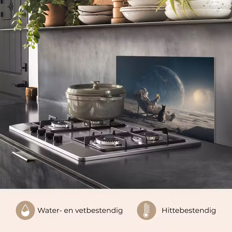 Maan - Kat - Astronaut - Ruimte keuken achterwand spatscherm klein -usp_NL