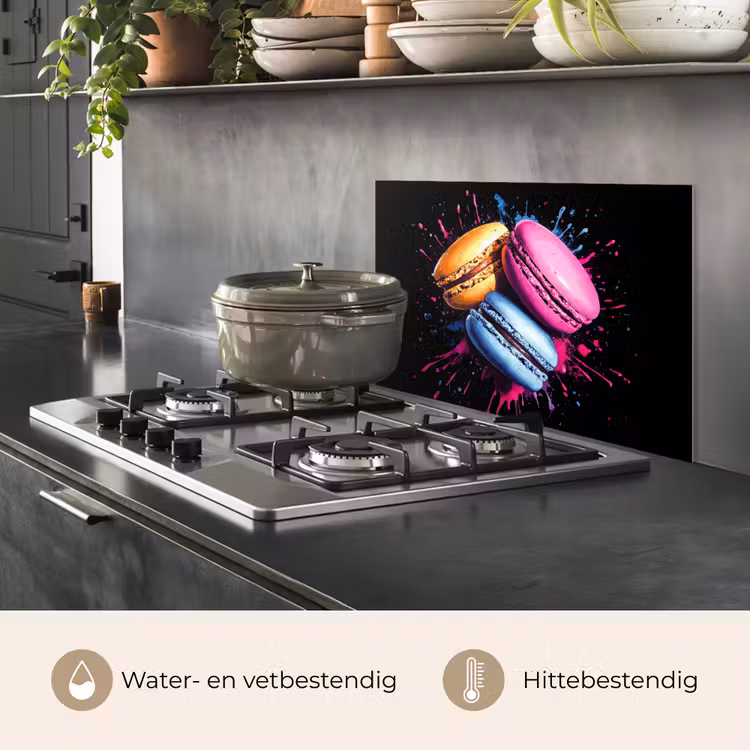 Macarons - Dessert - Graffiti - Kleurrijk - Roze - Blauw - Geel keuken achterwand spatscherm klein -usp_NL