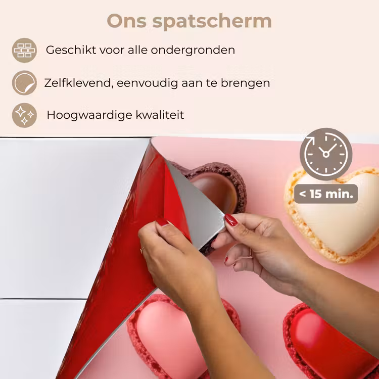 Macarons - Hartjes - Kleurrijk - Roze keuken achterwand spatscherm klein -spatscherm_NL