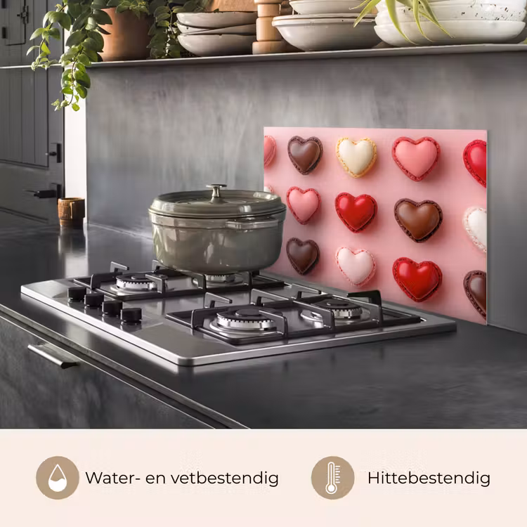 Macarons - Hartjes - Kleurrijk - Roze keuken achterwand spatscherm klein -usp_NL