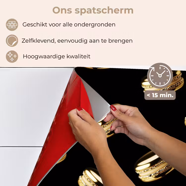 Macarons - Patroon - Goud - Zwart keuken achterwand spatscherm klein -spatscherm_NL