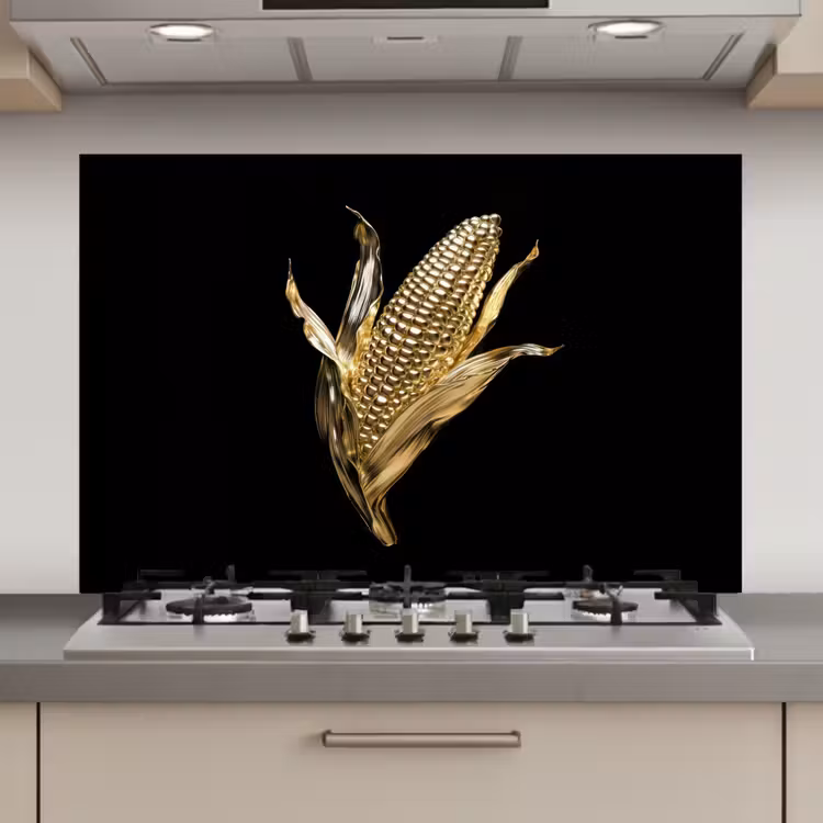 Mais - Eten - Goud - Zwart keuken achterwand spatscherm klein -3d_website