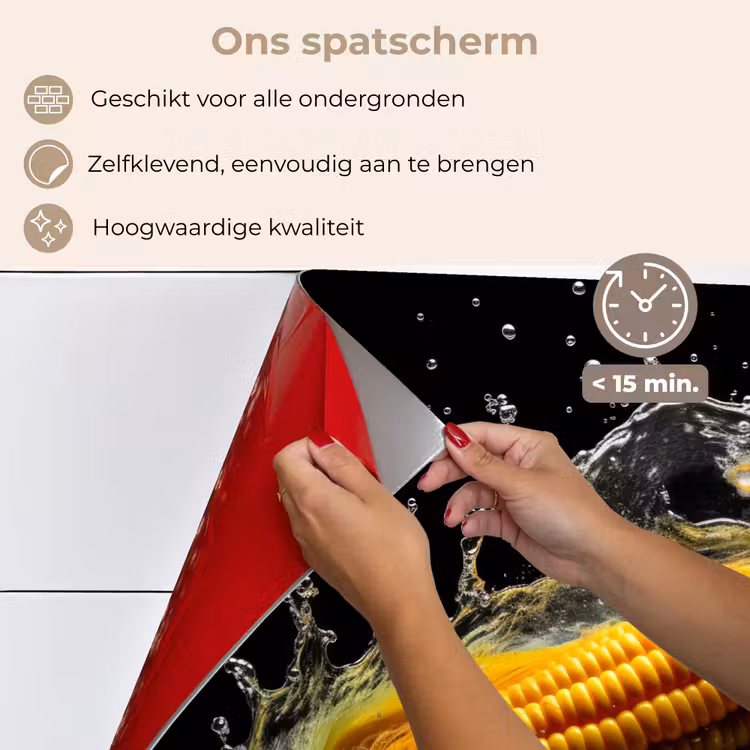 Maïs - Groente - Planten - Zwart - Water keuken achterwand spatscherm klein -spatscherm_NL