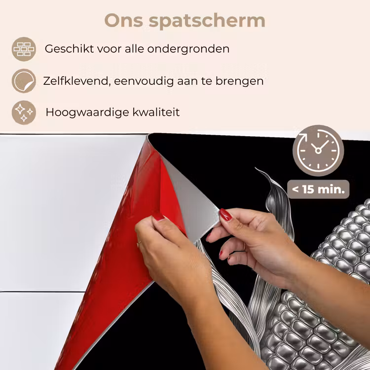 Maïskolf - Glanzend metaal - Elegant keuken achterwand spatscherm klein -spatscherm_NL