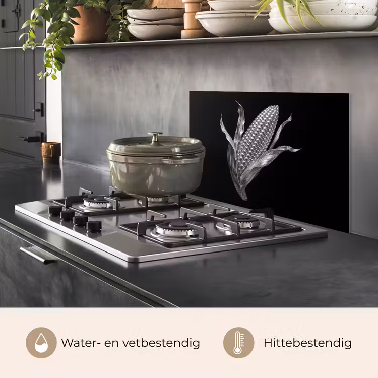 Maïskolf - Glanzend metaal - Elegant keuken achterwand spatscherm klein -usp_NL