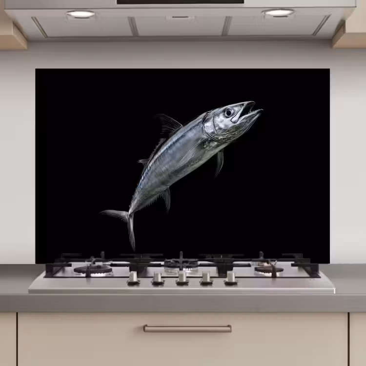 Makreel - Vis - Zwart keuken achterwand spatscherm klein -3d_website