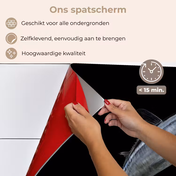 Makreel - Vis - Zwart keuken achterwand spatscherm klein -spatscherm_NL