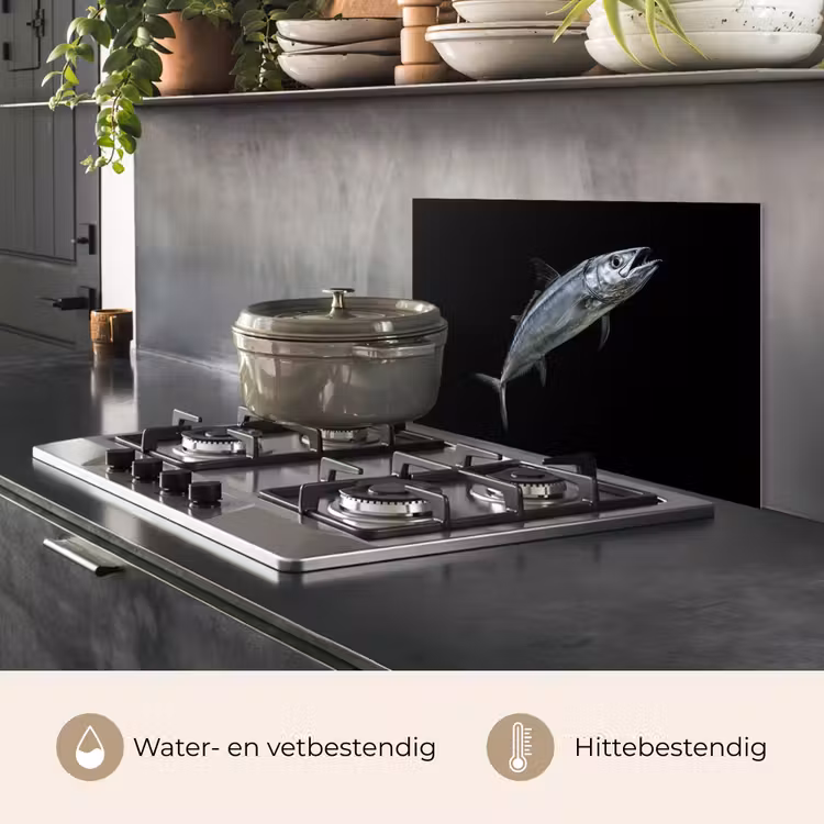 Makreel - Vis - Zwart keuken achterwand spatscherm klein -usp_NL