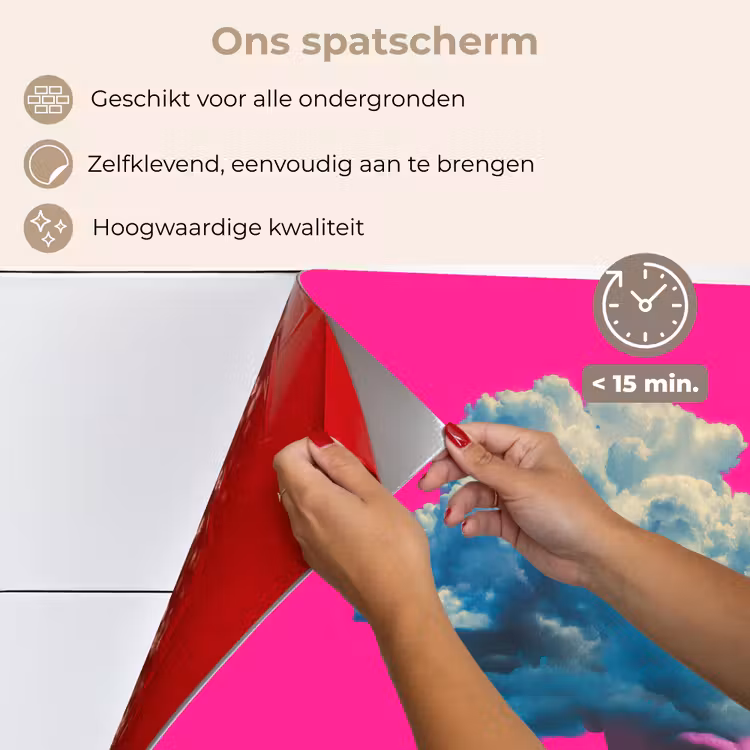 Man - Pak - Wolk - Roze keuken achterwand spatscherm klein -spatscherm_NL