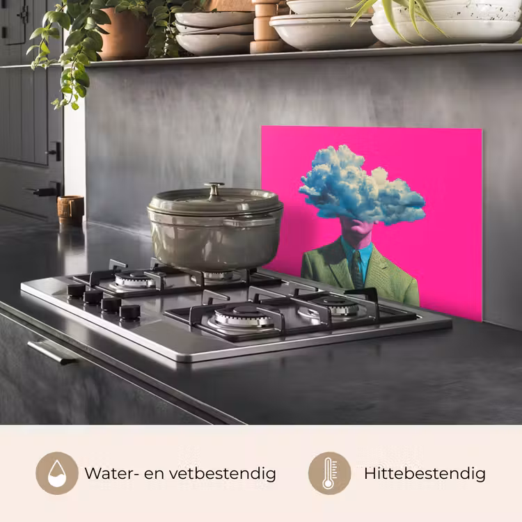 Man - Pak - Wolk - Roze keuken achterwand spatscherm klein -usp_NL
