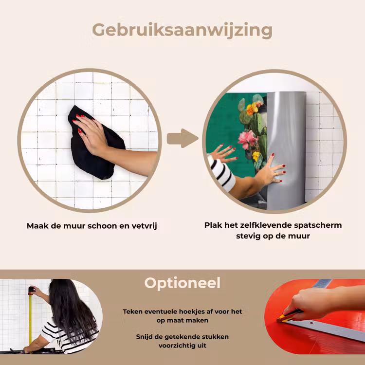 Man - Planten - Groen keuken achterwand spatscherm klein -gebruiksaanwijzing_NL