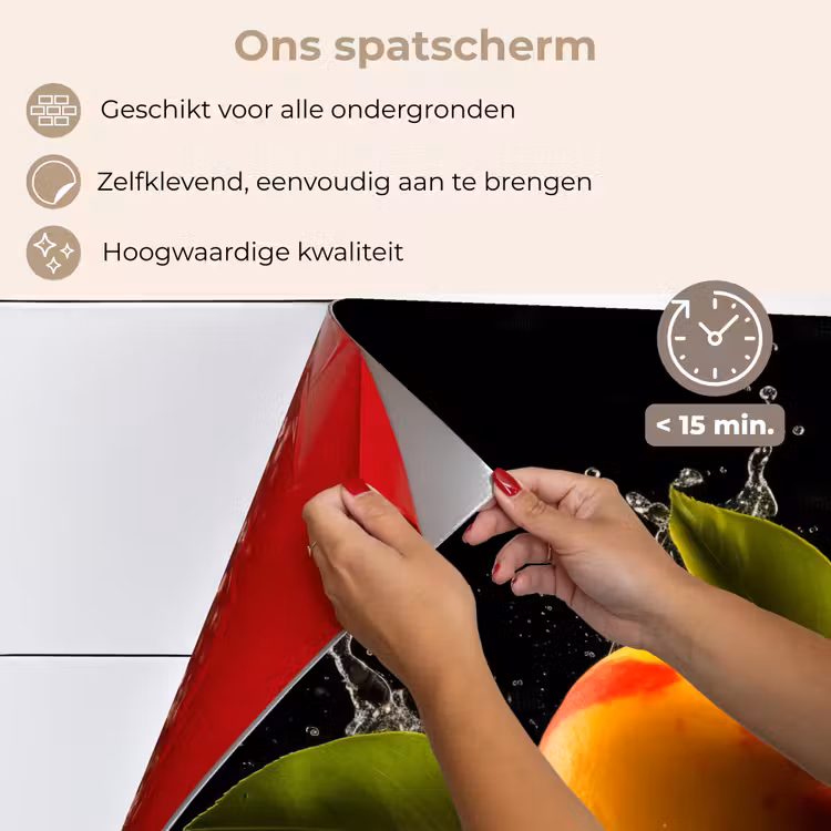 Mango - Fruit - Water - Zwart - Bladeren keuken achterwand spatscherm klein -spatscherm_NL