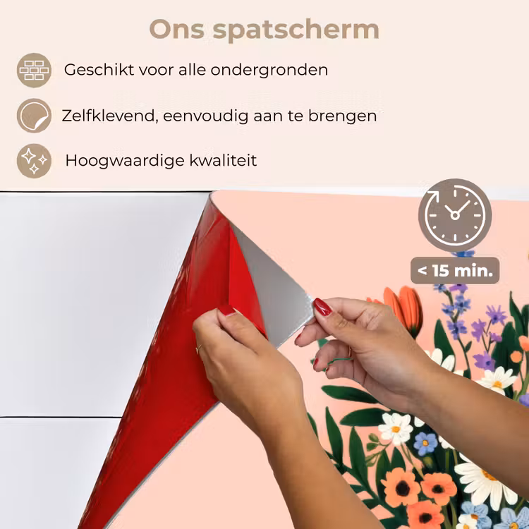 Margrieten - Boeket - Strikje - Roze keuken achterwand spatscherm klein -spatscherm_NL