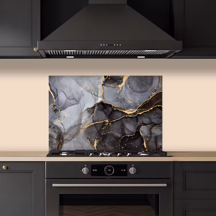 Marmer - Abstract - Goud - Grijs keuken achterwand spatscherm klein -sfeer1