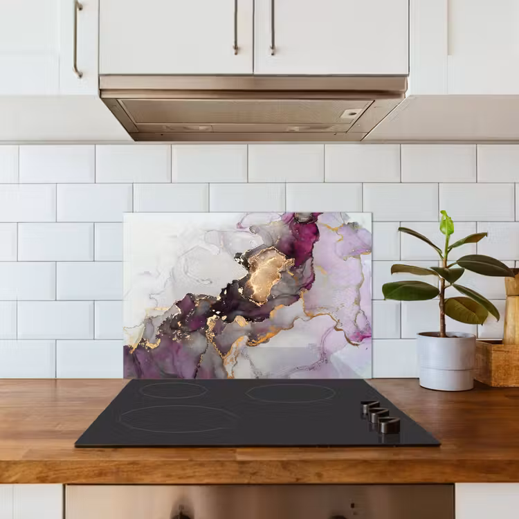 Marmer - Abstract - Goud - Paars keuken achterwand spatscherm klein -sfeer2